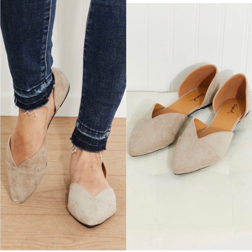 Qupid Tan Pointy Flat Size 8.5